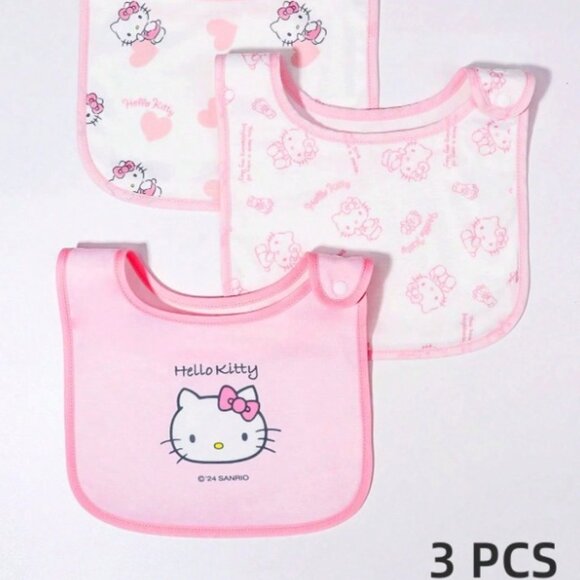 3 pc Hello Kitty Fabric Baby Bibs - NWT - Picture 1 of 1